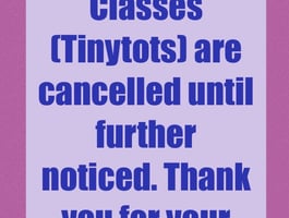 Kindy Classes Monday 10-11, 11-12pm and Friday 10-11, 12-12pm are cancelled until further notice. Thank You for your understanding.